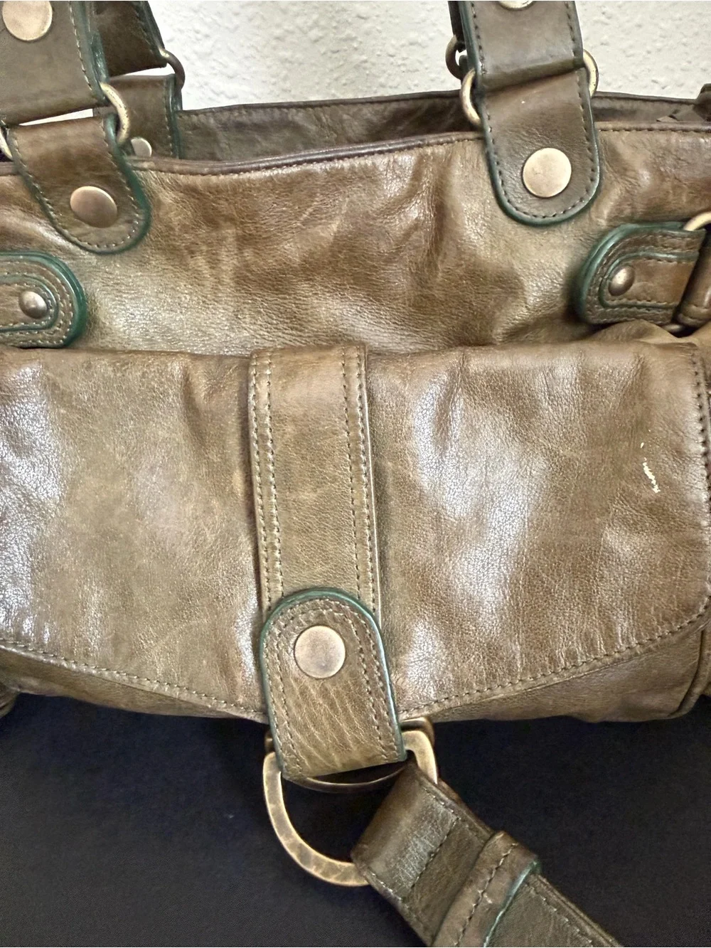 Kooba Vintage Distressed Leather Satchel Bag